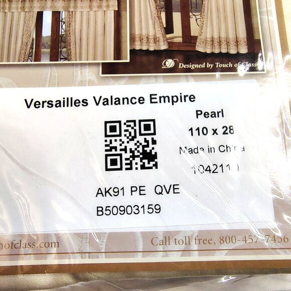Versailles Valance Empire Pearl 110X28" Luxurious Window By Touch Of Class - Picture 5 of 11